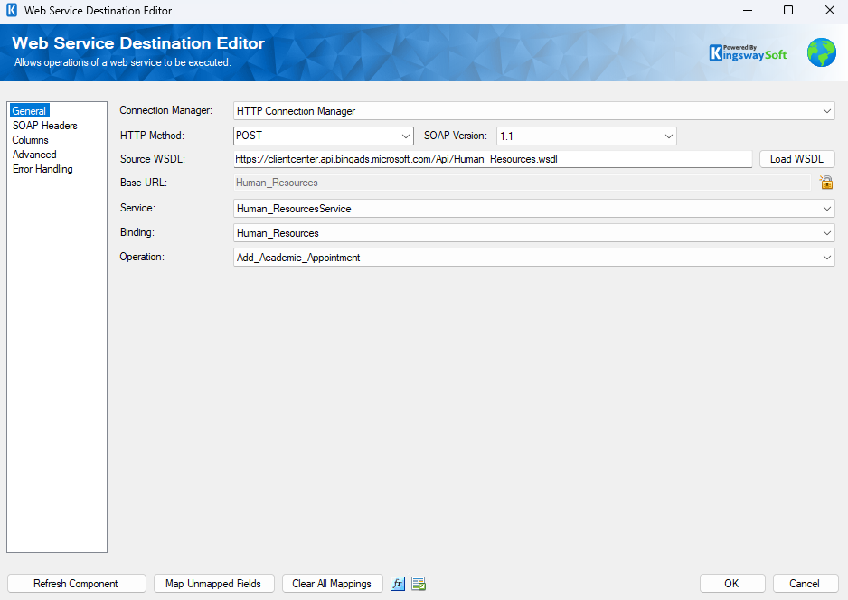 SSIS Web Service Destination